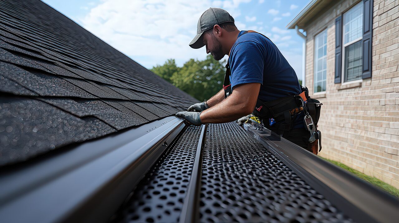 Installing leaf protection over a residential gutter