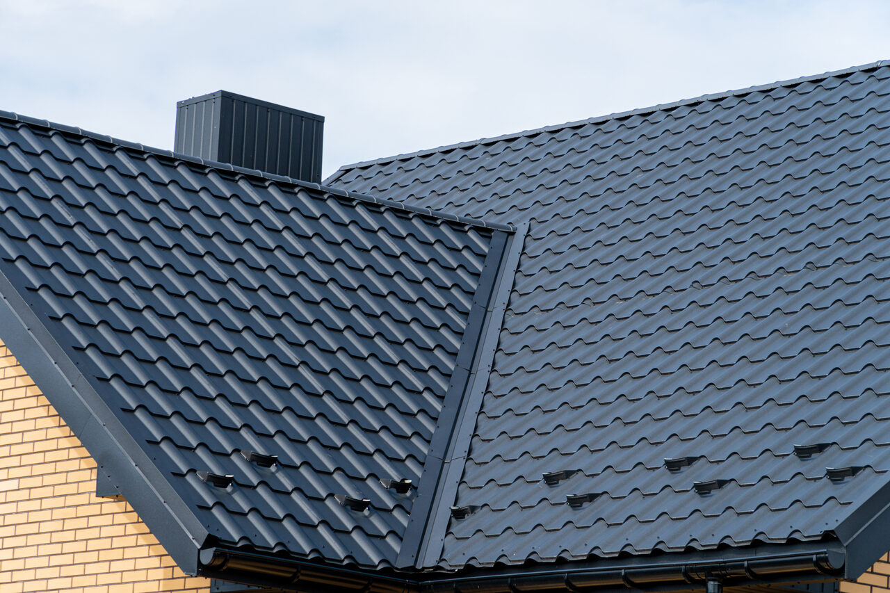 A metal roof pressed in a tile profile