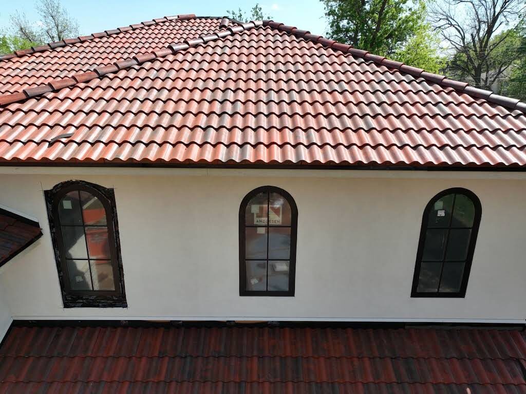 Completed clay tile roof on an Oklahoma City home