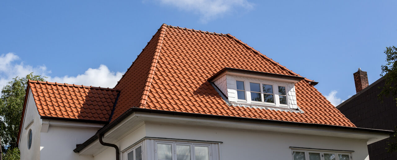 A clay tile roof on a home in the Oklahoma City metro